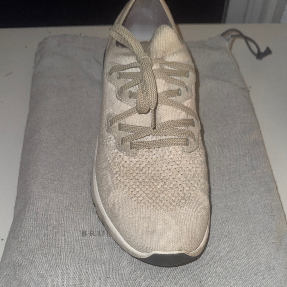 Brunello Cucinelli Light Tan Knit Sneakers - Picture 7 of 11